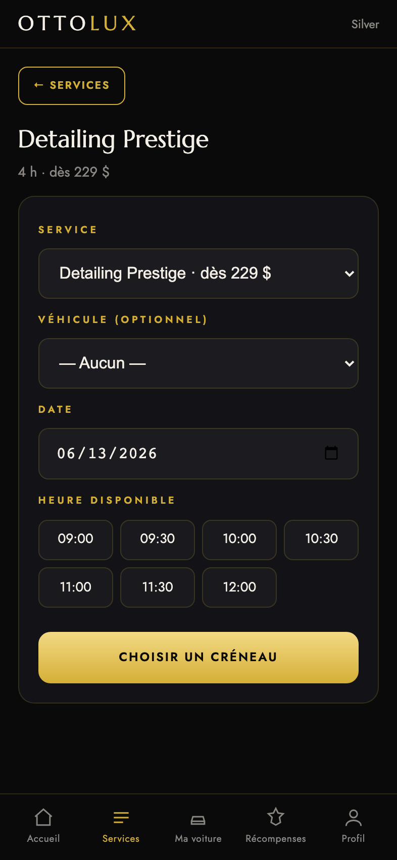 Réservation sur le calendrier réel