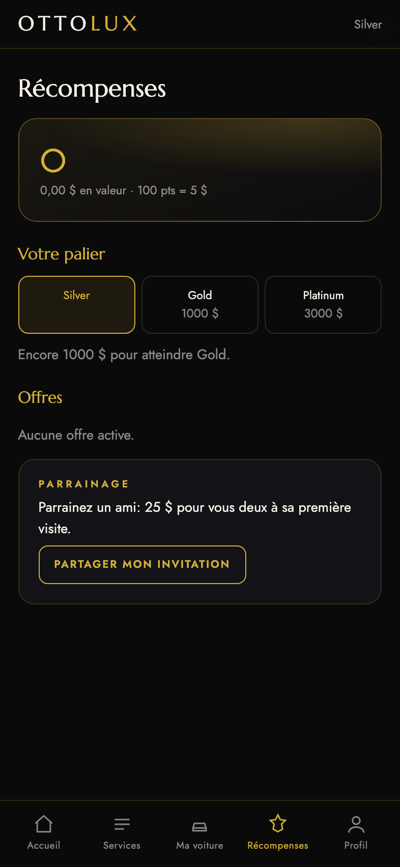 Récompenses et paliers