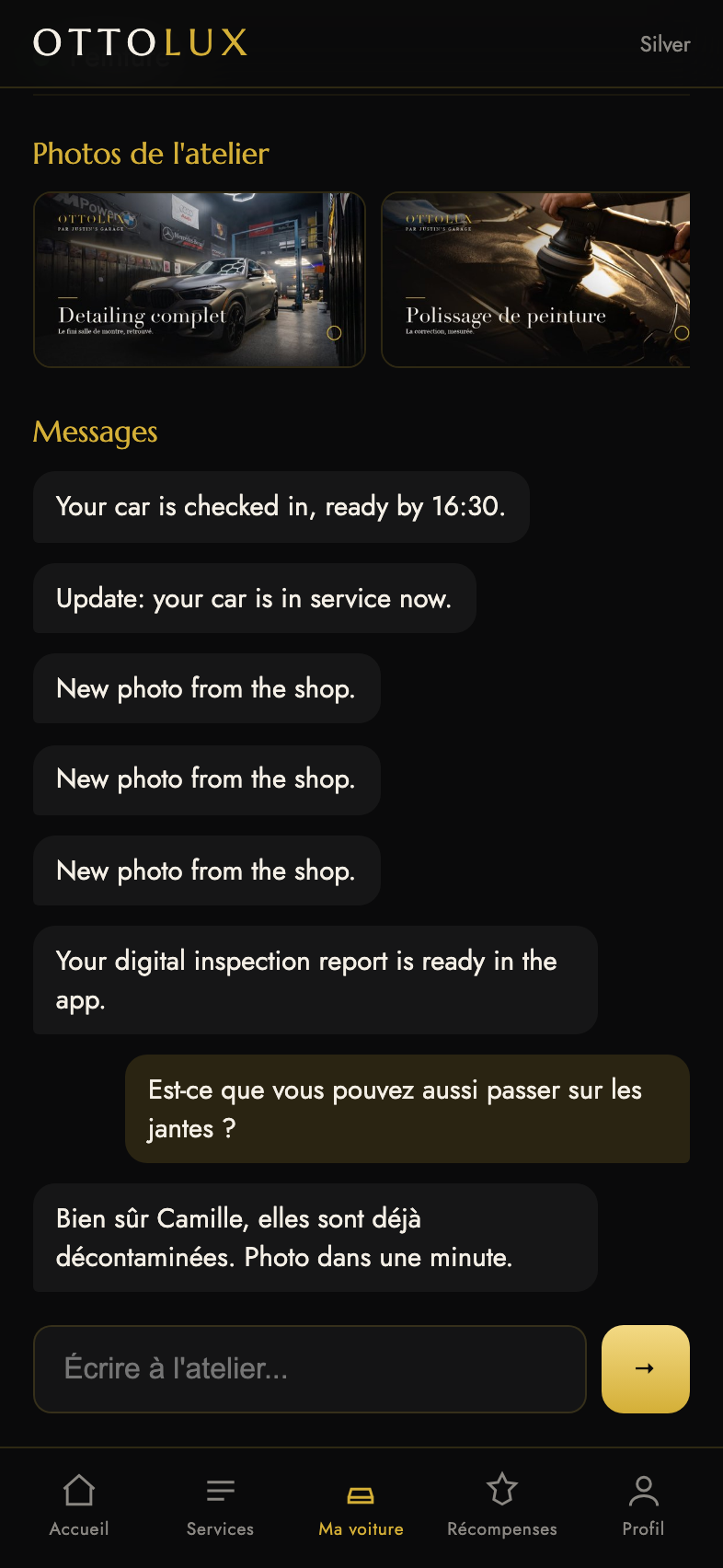 Messagerie avec l'atelier
